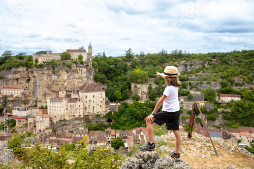 children enjoying panoramic view of Rocamadour- France © M.studio