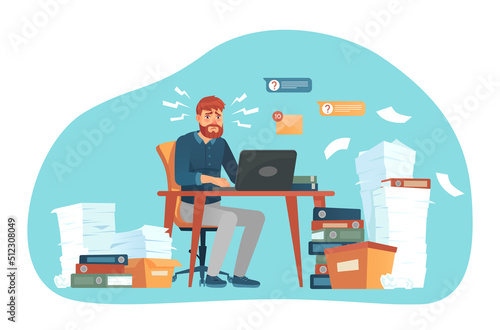 Stressed employees working at office overtime concept