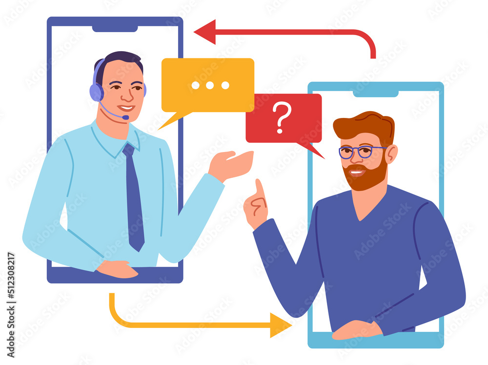 Men talking with chat messages. Online help icon Men talking with chat messages. Online help icon