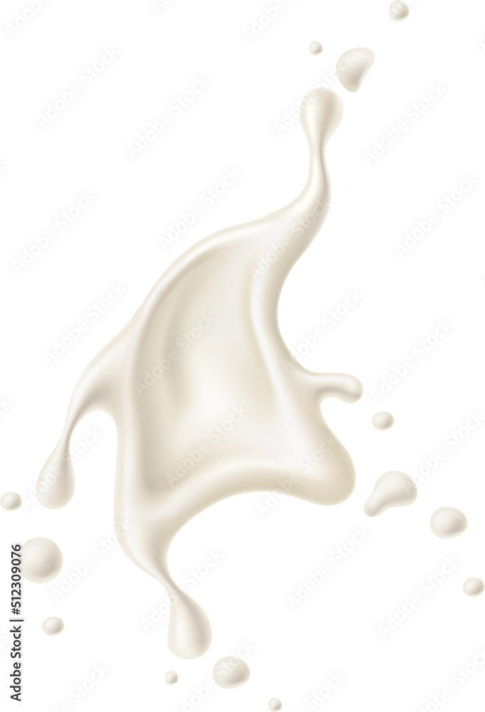 White fluid splash. Realistic falling liquid drops White fluid splash. Realistic falling liquid drops