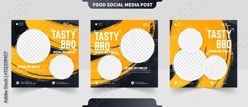 Bbq food delicious menu or restaurant promotion menu ideas for social media post square flyer banner template
