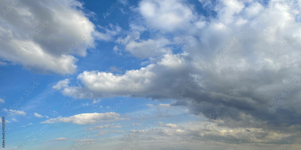 Blue sky and white clouds, nature skyline background