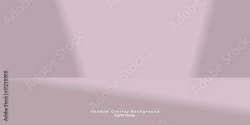 Empty pink studio table room and light backgound. shadow overlay .product display with copy space for display of content design.Banner for advertise product on website.Eps10 vector