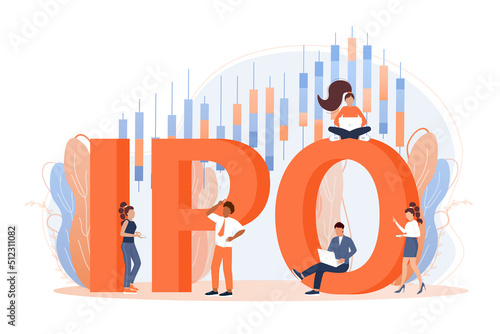 IPO Initial Public Offering . Ipo in flat style. Vector graphic illustration.