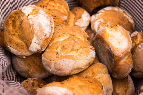 ruddy rolls of fresh warm grain bread