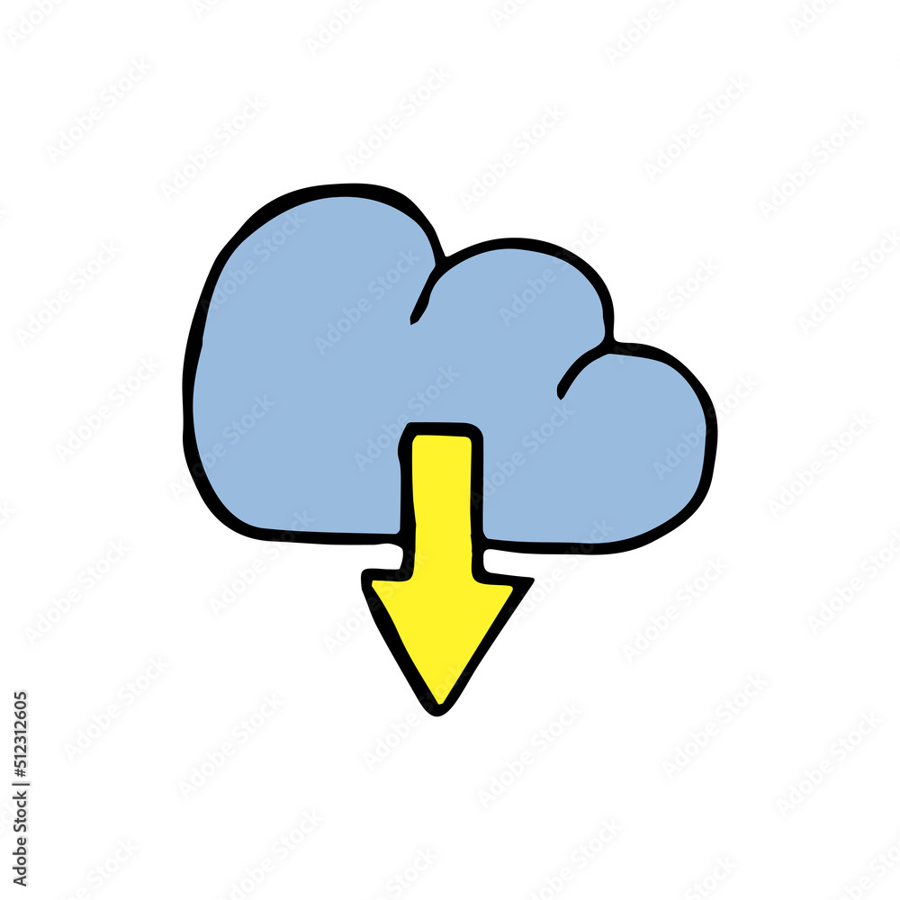 cloud storage icon. Doodle vector illustration with cloud storage cloud storage icon. Doodle vector illustration with cloud storage
