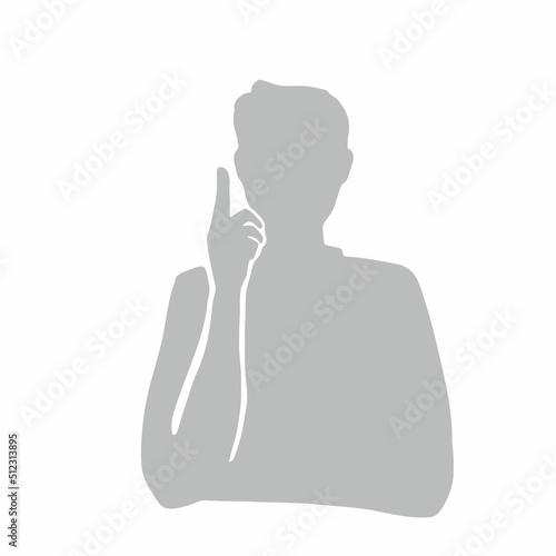 男性シルエット　ポイントを解説するピクトグラム　グレー