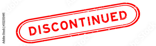 Grunge red discontinued word rubber seal stamp on white background