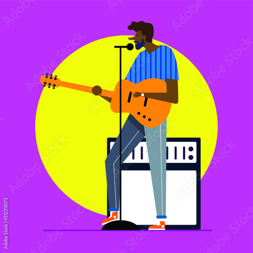 musician plays the guitar on a white background-10