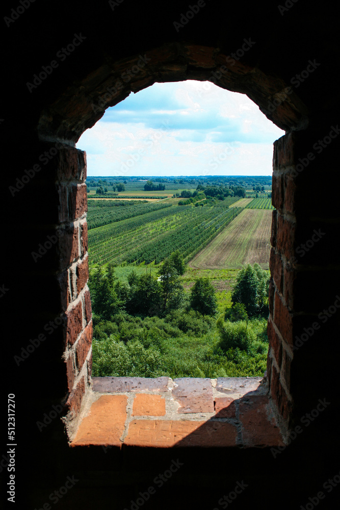 Medieval castle tower window view