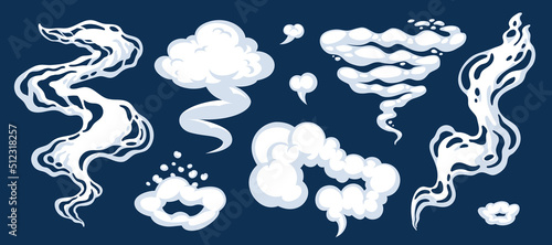 Comic cartoon smoke or cloud, vector speed motion effects