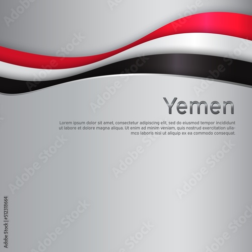 Abstract waving Yemen flag. State patriotic yemeni cover, flyer. Creative background for yemen patriotic holiday card design. National poster. Business booklet. Paper cut style. Vector design