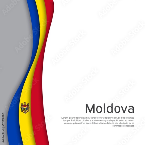 Abstract waving moldova flag. State patriotic moldavian cover, flyer. Creative background for moldova patriotic holiday card design. Paper cut style. National poster. Business booklet. Vector design