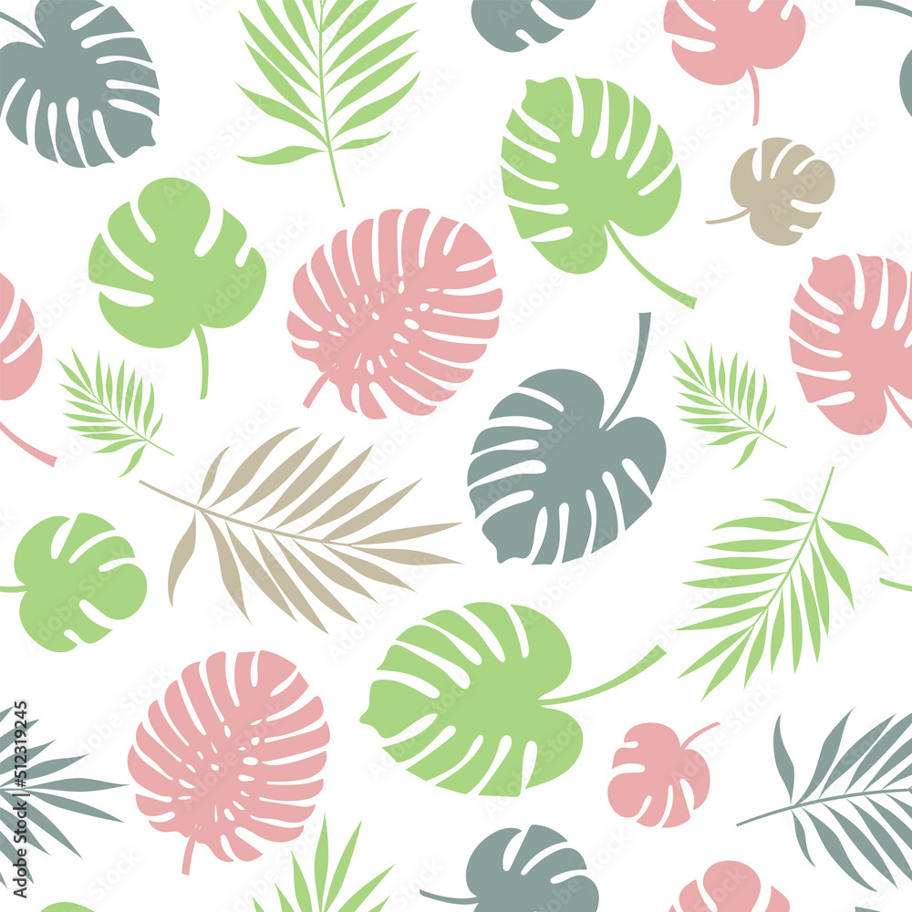 Tropical leaves. Vector seamless pattern.
