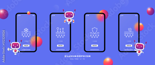 Skin protection set icon. Moisturizing, pore cleaning, sunscreen, acne treatment, UV defense, hydration. Scin care concept. Glassmorphism. UI phone app screen. Vector line icon for Business