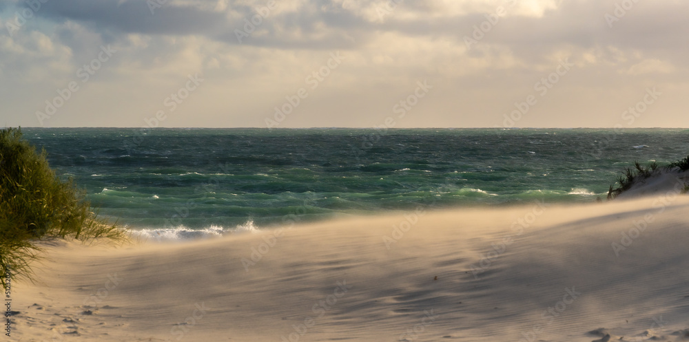 Sand twirling on the beach in storm Sand twirling on the beach in storm
