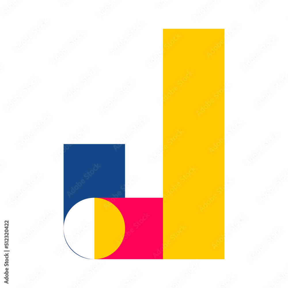Fototapeta premium Modern Abstract geometric j Uppercase alphabetical font flat design. J letter 