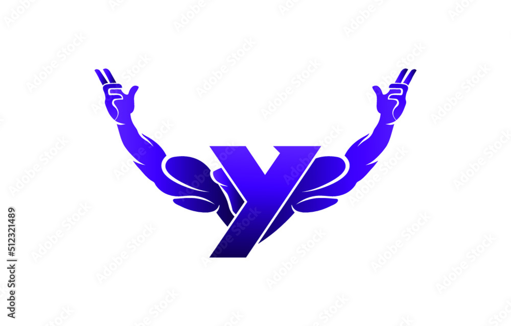 Letter Y Logo With muscular open bicep shape. Fitness Gym logo. Letter Y Logo With muscular open bicep shape. Fitness Gym logo.