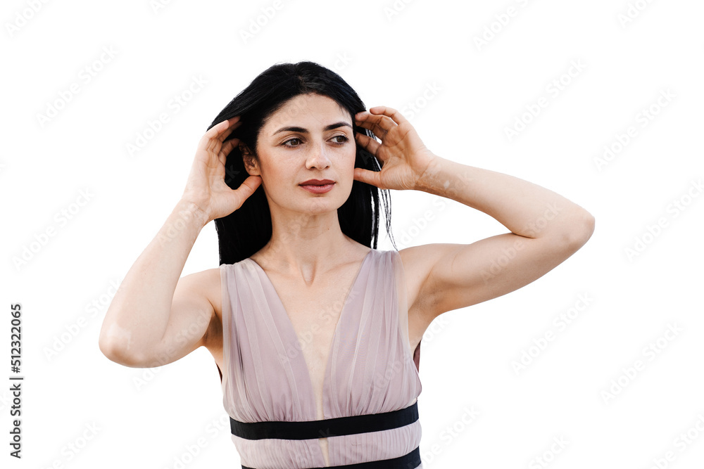 Tender woman with vitiligo pigmentation patches on hands on white background. Lifestyle with skin seasonal diseases. Tender woman with vitiligo pigmentation patches on hands on white background. Lifestyle with skin seasonal diseases.