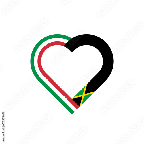 unity concept. heart ribbon icon of italy and jamaica flags. vector illustration isolated on white background