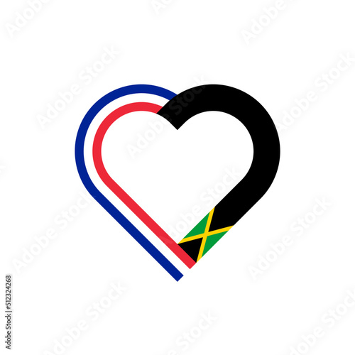 unity concept. heart ribbon icon of france and jamaica flags. vector illustration isolated on white background