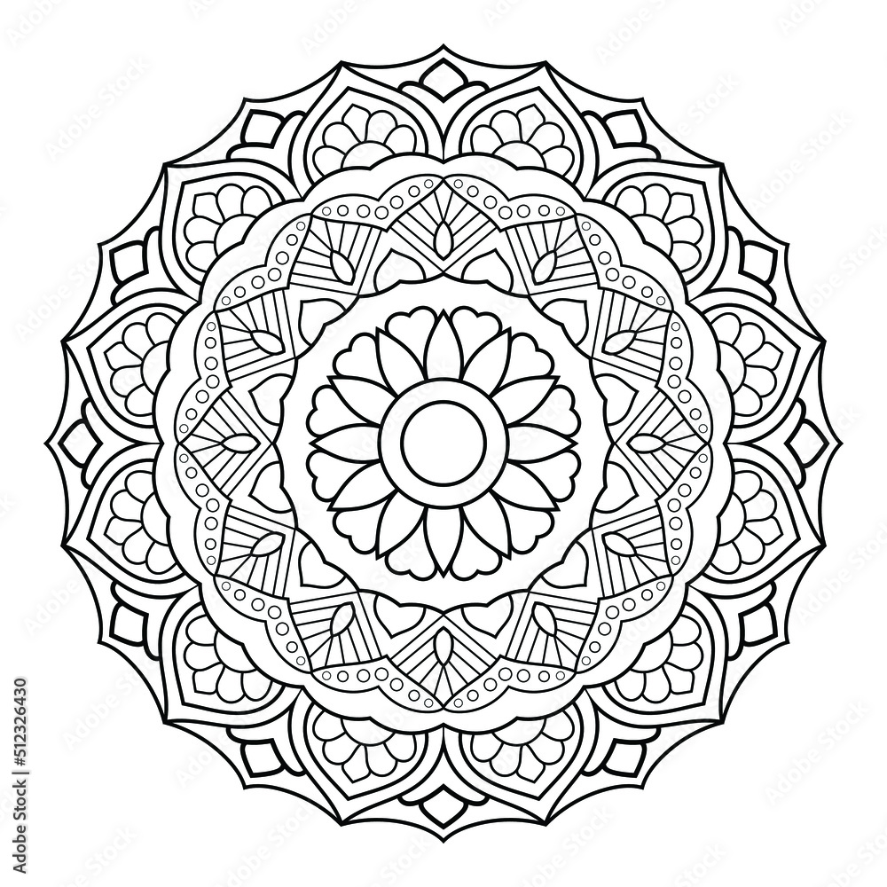 Fototapeta premium Flower Mandala Coloring Page