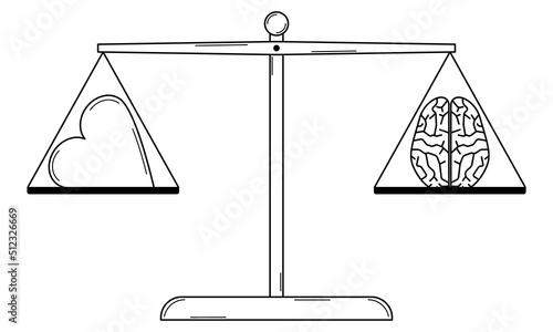 Emotional balance. Abstract image of the search for balance between the heart and mind.