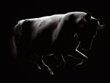 Silhouette of a running cow. 3d illustration.