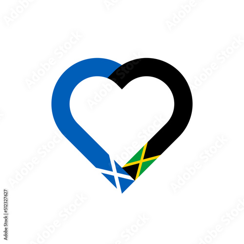 unity concept. heart ribbon icon of scotland and jamaica flags. vector illustration isolated on white background