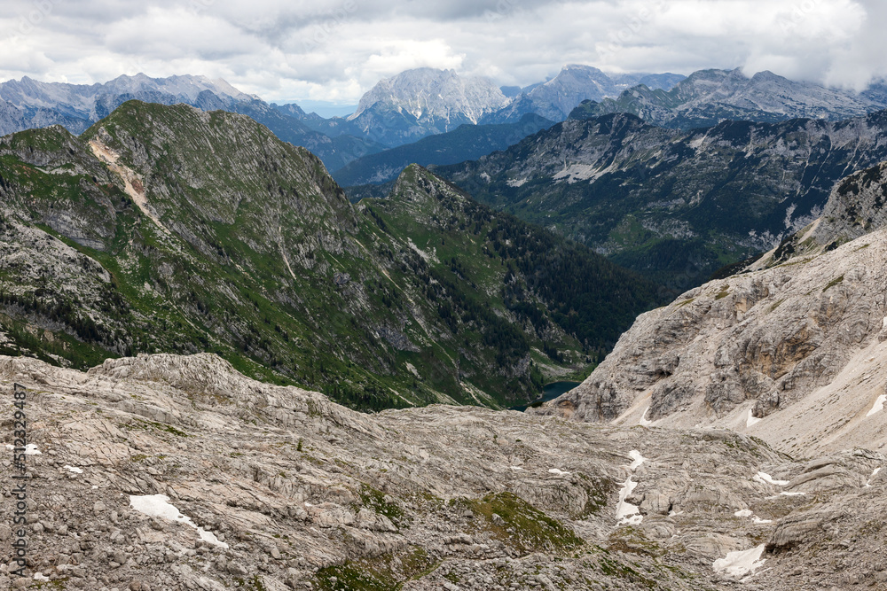 Panorama from Under the Mount Krn to the Valley of Krn Lake - Julian Alps Slovenia
