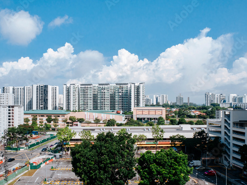 View of a residential neighbourhood in Singapore. Residential estate with old, modern and new apartments. photo