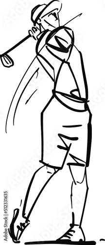 sketch of a golfer person with a golf stick