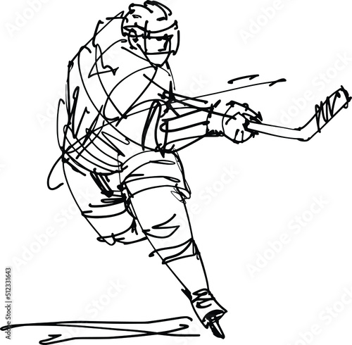 black and white illustration of the hockey player silhouette