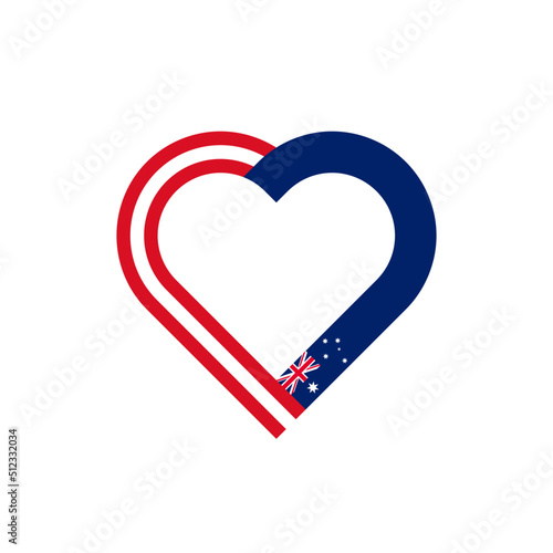 unity concept. heart ribbon icon of peru and australia flags. vector illustration isolated on black background