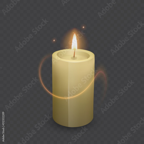 Candle on black background, vector format