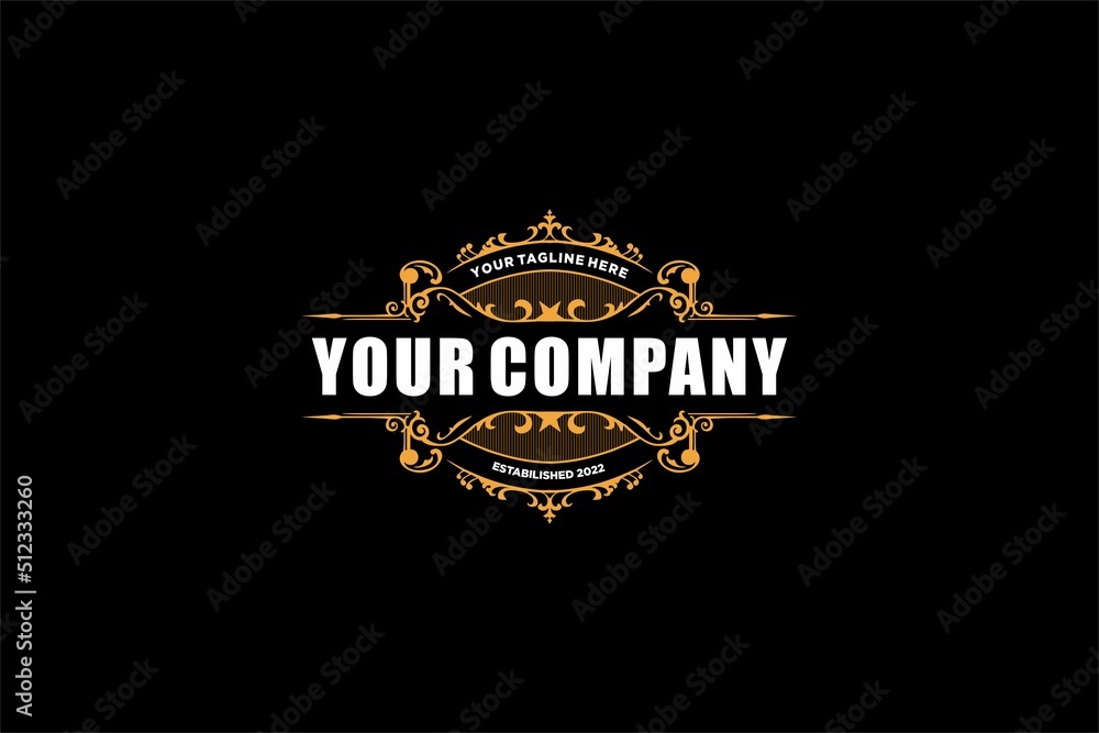 Obraz premium Luxury Logo Template Elegant Ornament Line for Restaurant, Royalty, Cafe, Hotel, Heraldic, Jewelry, Fashion, and Boutique vector