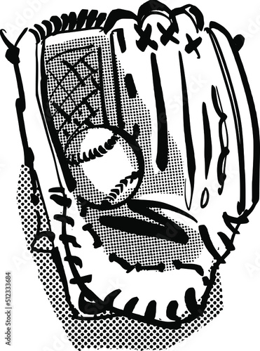 the vector sketch of the baseball catching glove