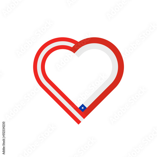 unity concept. heart ribbon icon of peru and chile flags. vector illustration isolated on black background