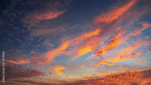 Fotografie, Tablou sunset in the sky with beautiful clouds
