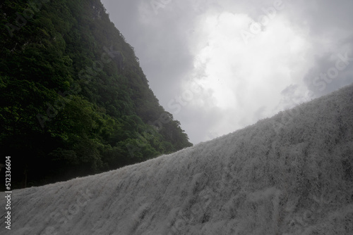 waterfall with mountain sky cloud