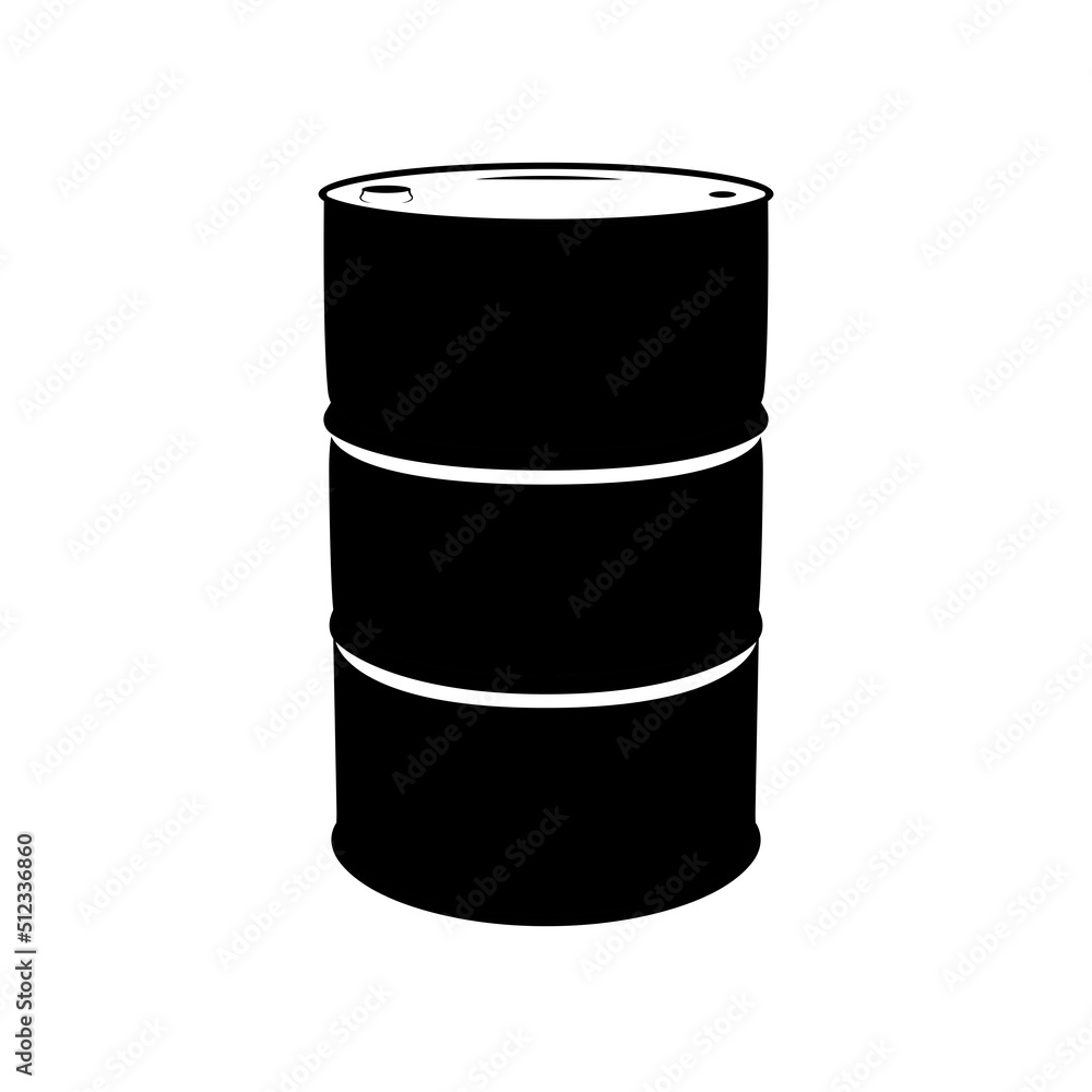 Gasoline Barrel Silhouette. Black and White Icon Design Element on Isolated White Background Gasoline Barrel Silhouette. Black and White Icon Design Element on Isolated White Background