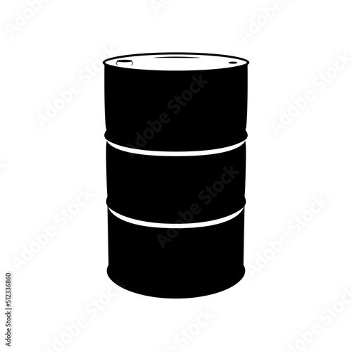 Gasoline Barrel Silhouette. Black and White Icon Design Element on Isolated White Background