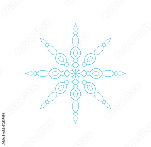 Delicate blue snowflake illustration isolated on white