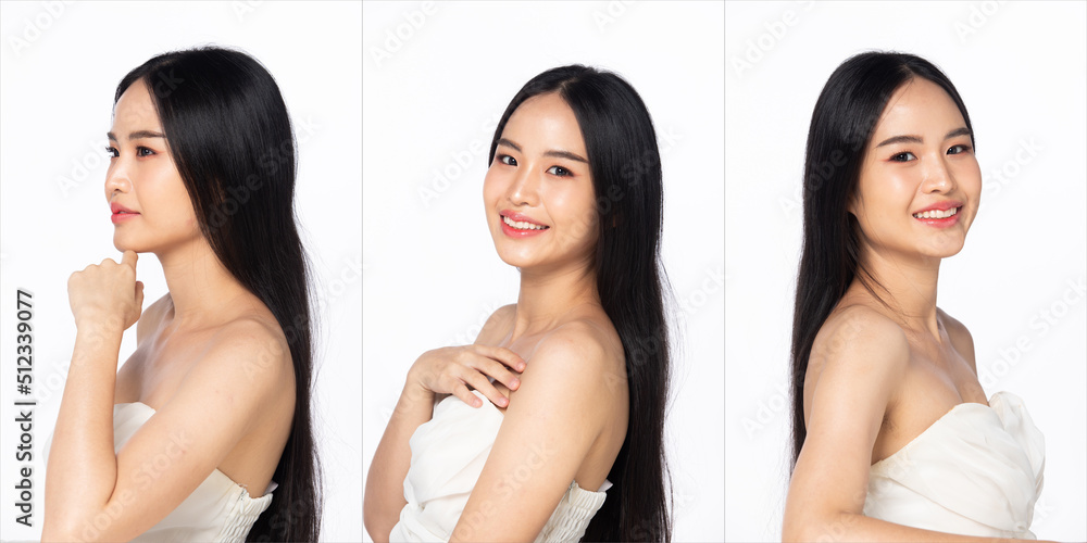 Half Body young adult Asian Woman, look at camera, beautiful Fashion make up open shoulder Half Body young adult Asian Woman, look at camera, beautiful Fashion make up open shoulder