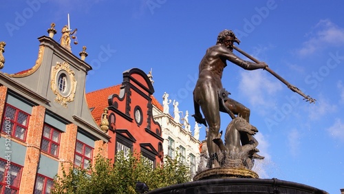 Gdansk - Neptune Fountain. Landmark of Poland.