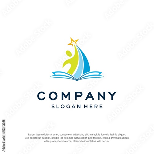 academy logo book concept premium vector
