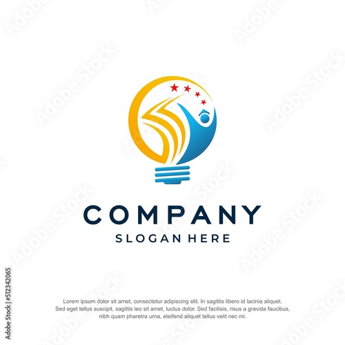 academy logo bulb concept premium vector