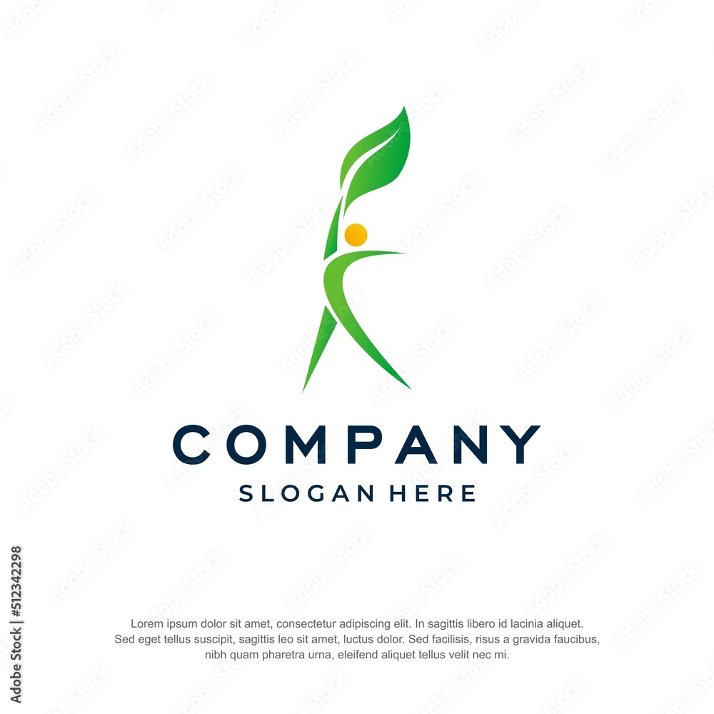 fitness logo leaf concept premium vector