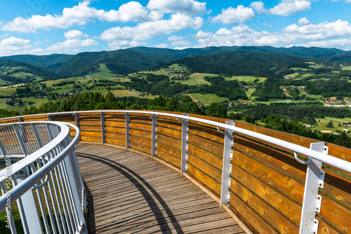 Fototapeta Naklejka Na Ścianę i Meble -  Barcice Lookout Tower in Poprad Park, Nowy Sacz, Poland