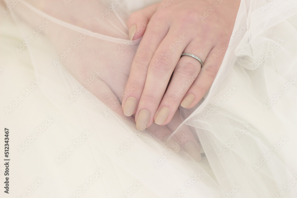 wedding manicure with false beige matte long nails wedding manicure with false beige matte long nails